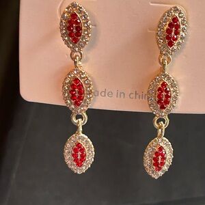 Red and gold drop Earrings
